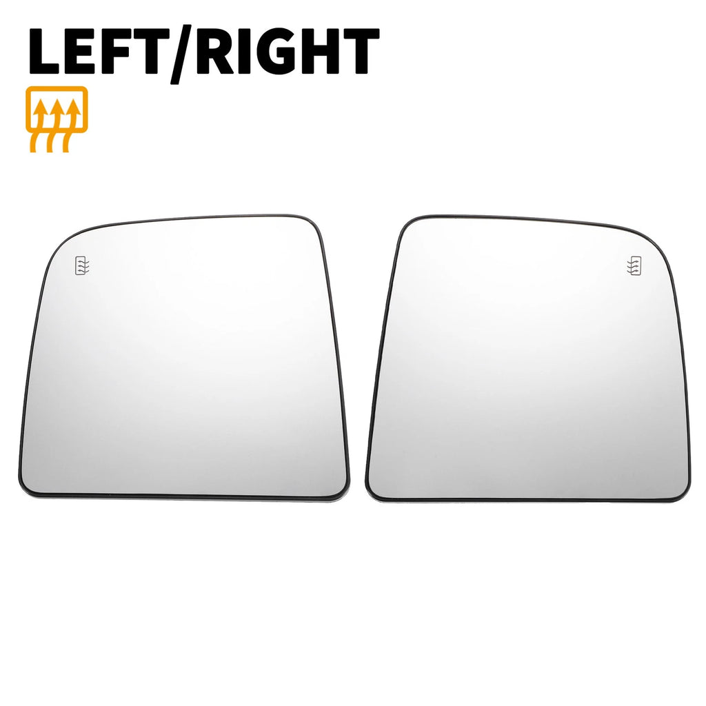 Pair Upper Heated White Mirror Glass for Nissan Titan 