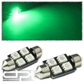 2X 11X36MM 4 SMD 5050 Bright Green LED Dome/Trunk Light Bulb