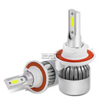 2X H3 6000K White LED Headlight Bulbs with Cooling Fan for H3