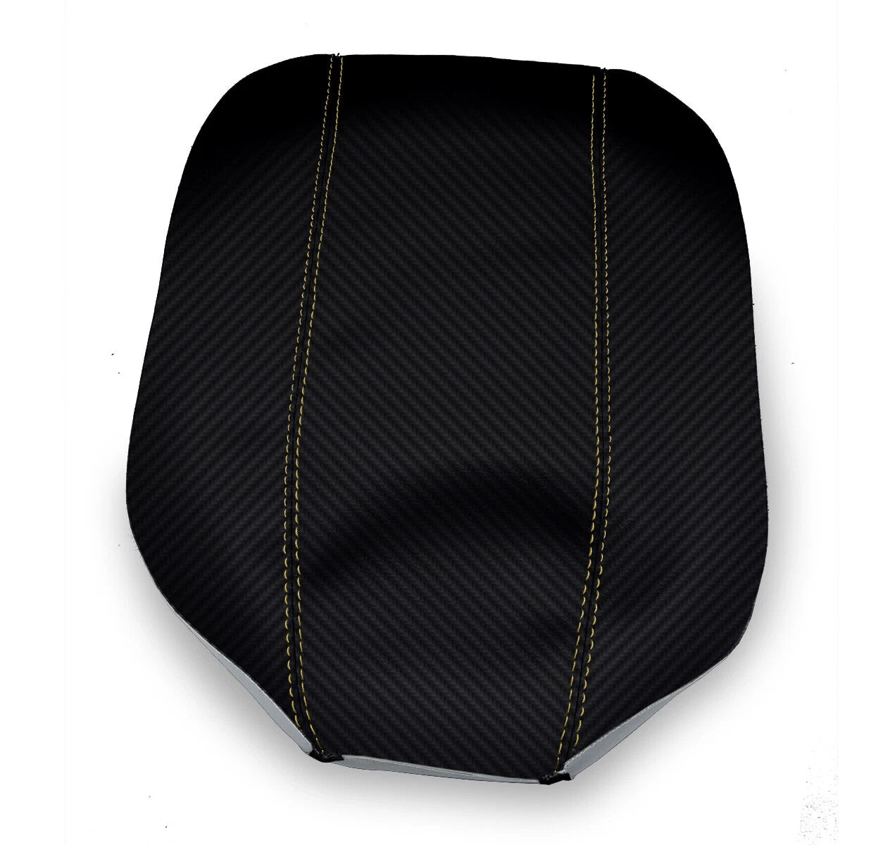 Console Lid Armrest Cover for Ford Mustang (1994–2004) Carbon Fiber Yellow Stitch