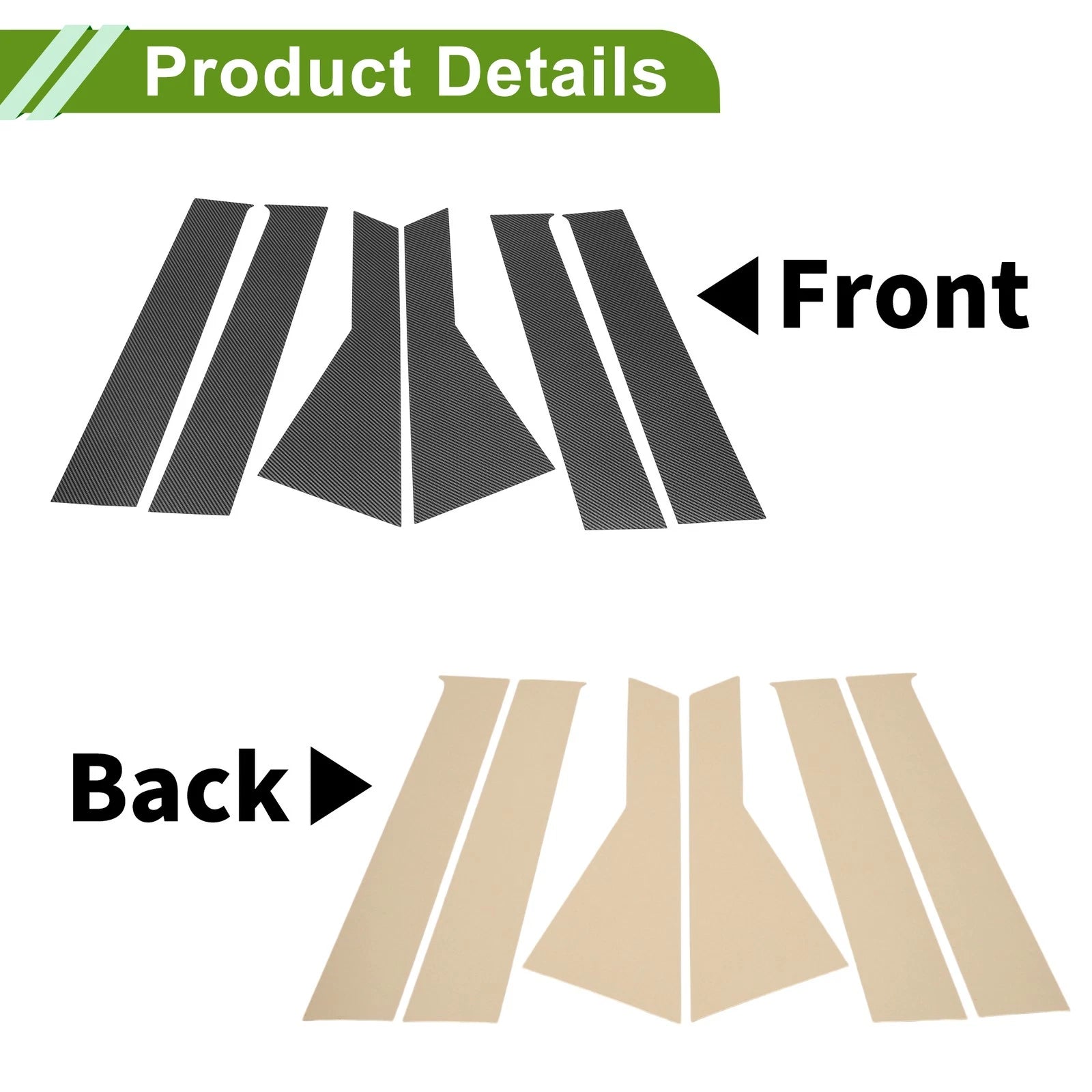 6 Pcs Pillar Window Trim for Dodge Journey (2009–2020) Carbon Fiber Black