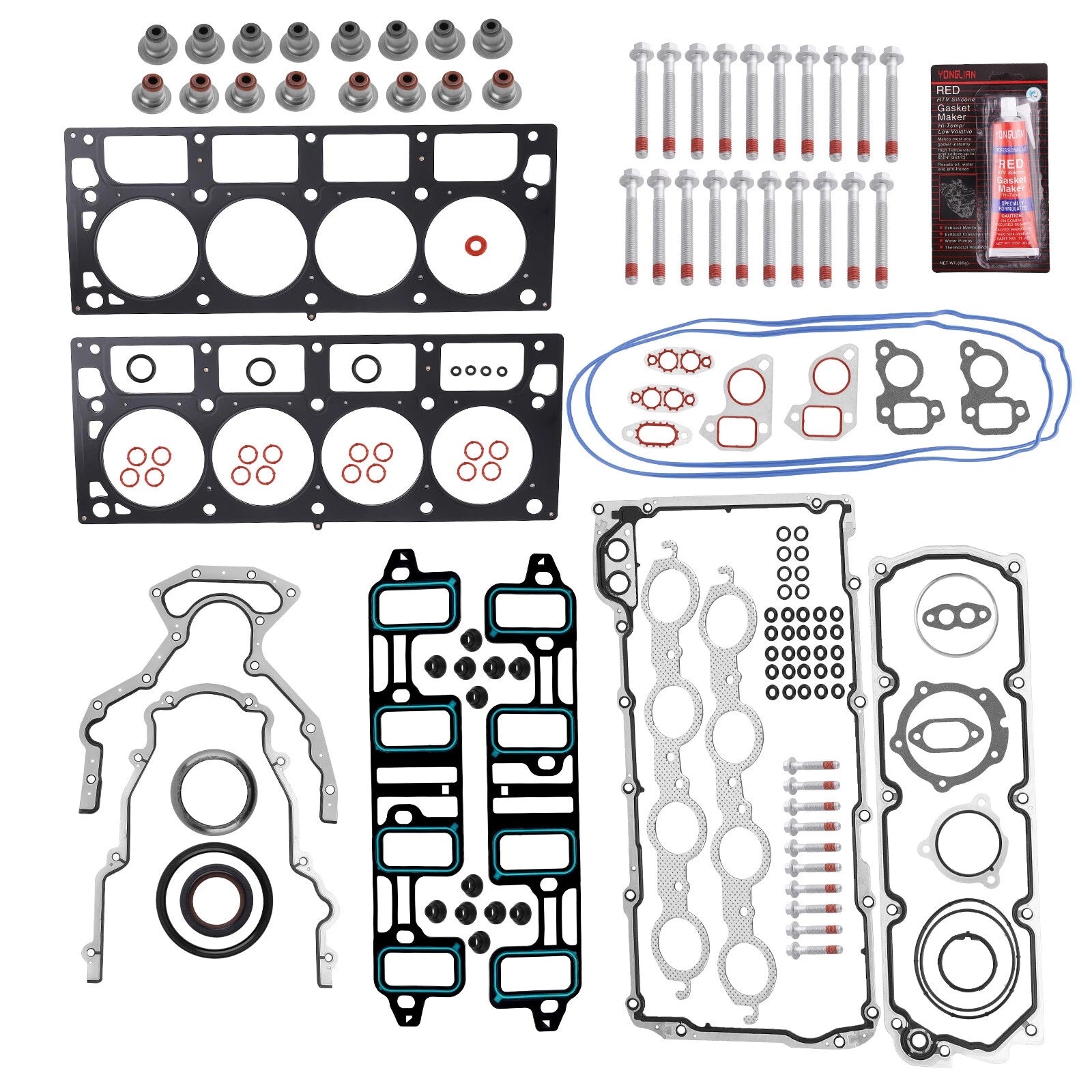 Full Gasket Set with Head Bolts for GMC Chevrolet 6.0 Cadillac 6.2 (2007–2011)