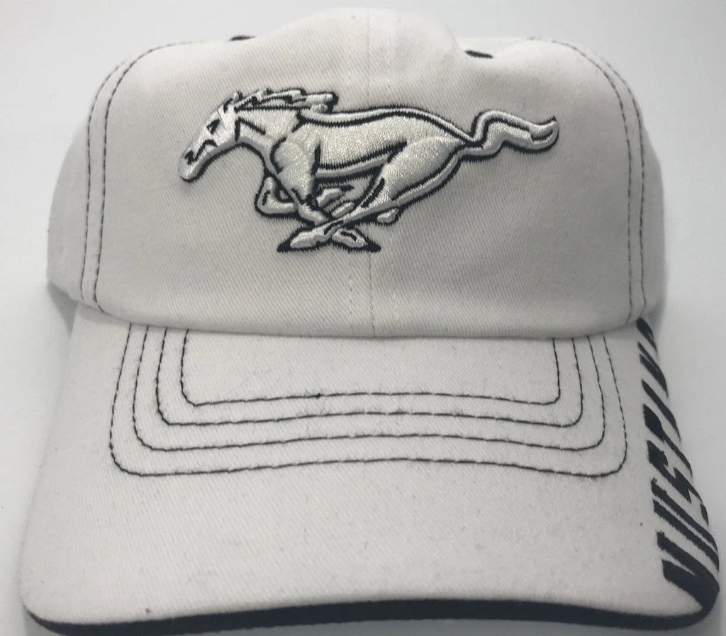Ford Mustang Licensed Hat Cap White Black Pony Emblem for Ford Mustang (2005–2024)