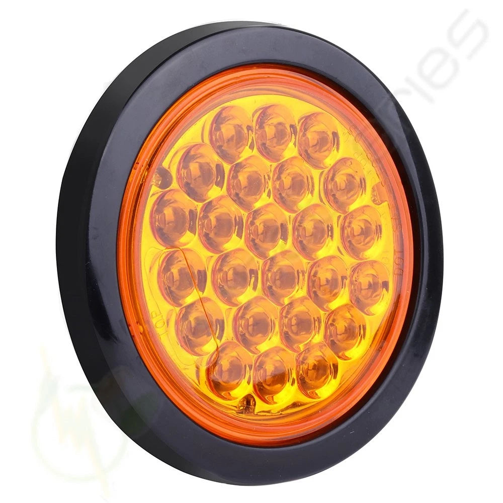 15pcs 24V 4" LED Side Marker Tail Lights for Trailer Clearance (Round Amber)