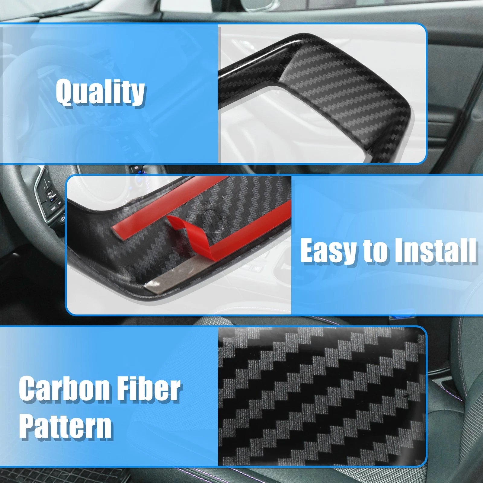 3pcs Black Steering Wheel Cover Trim Set for Subaru Forester Ascent (2019–2021)