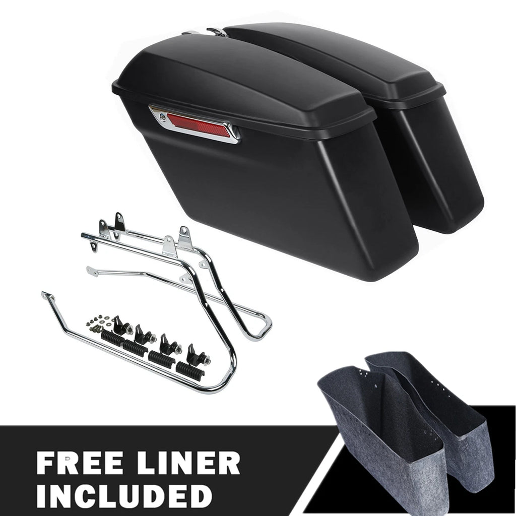 Matte Saddlebags with Conversion Bracket for Harley Softail Fatboy