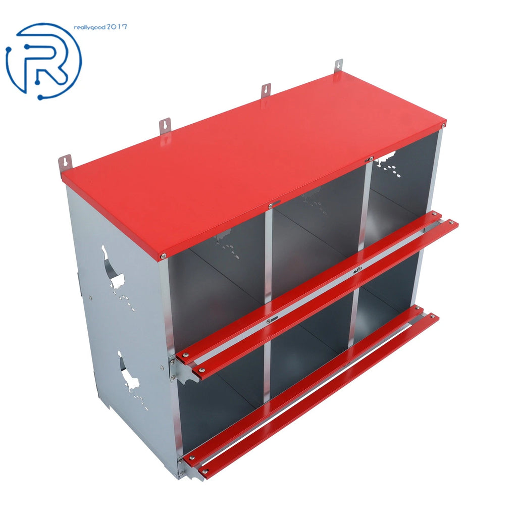 6 Compartment Metal Nest Box for Chicken (Galvanized Steel)