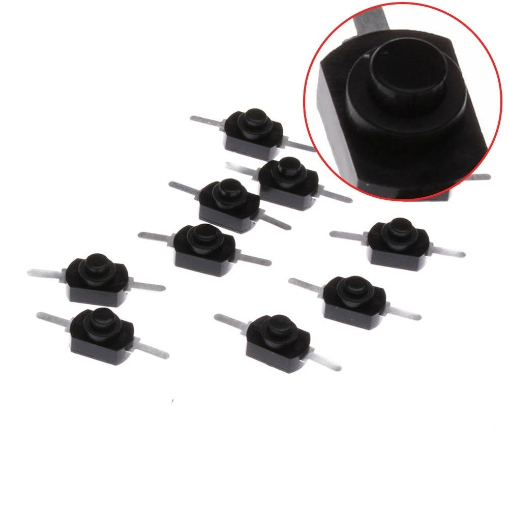 10X Push On Off Switch for Automotive Applications (1A 30V) Black/Silver