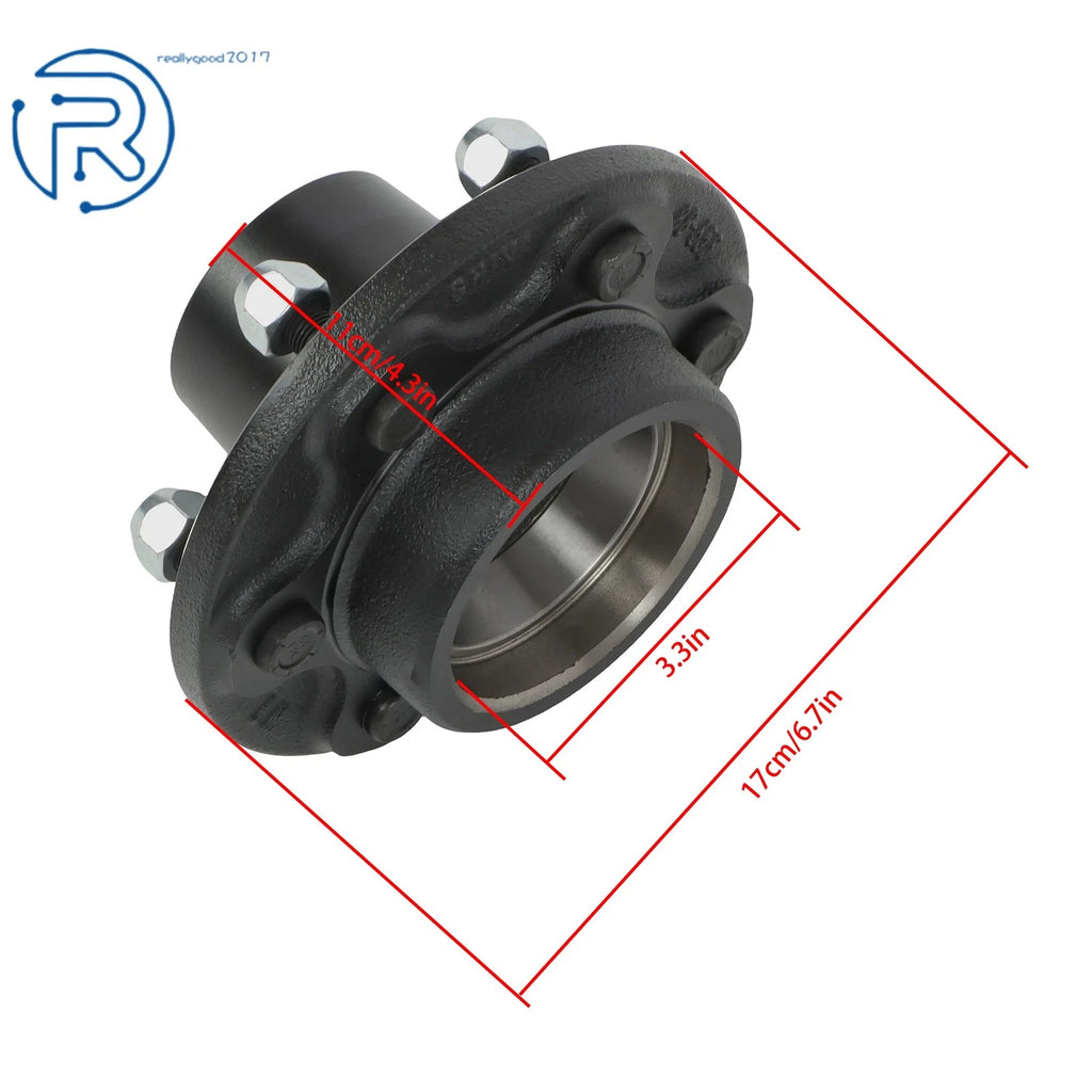 Set of 2 Spindle 6 Lug 5.5" Trailer Hub Idler Axle Kit #42 w/Bearing Kit