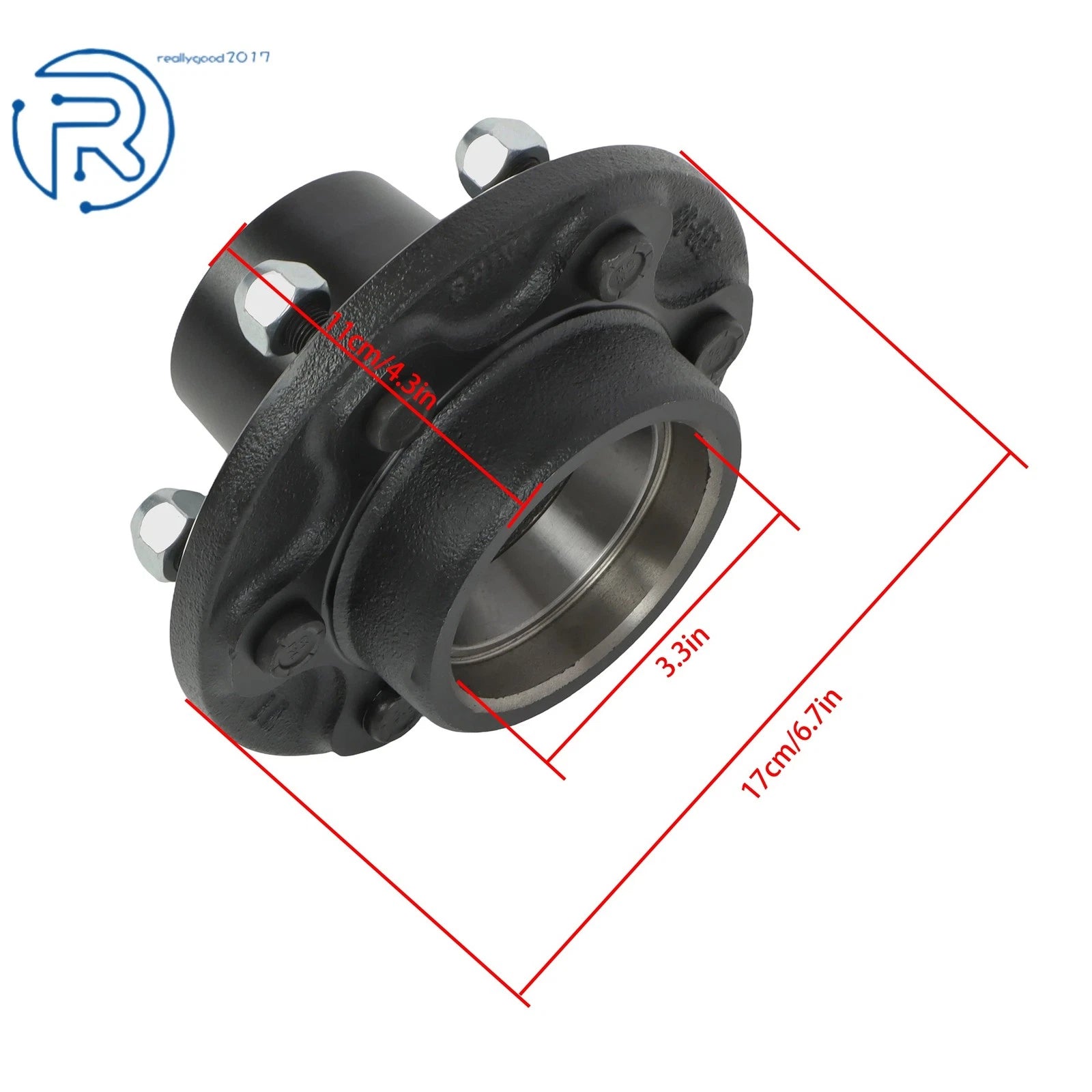 Set of 2 Spindle 6 Lug 5.5" Trailer Hub Idler Axle Kit #42 w/Bearing Kit