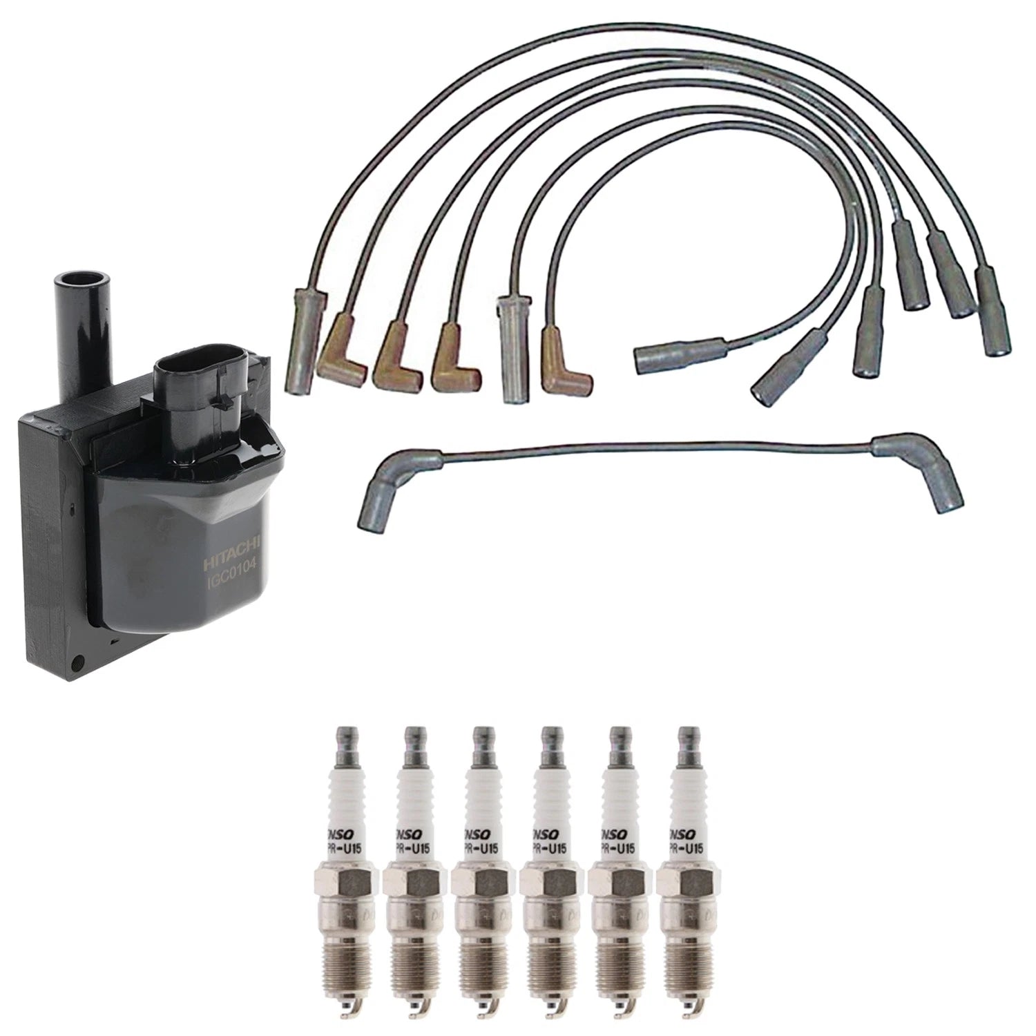 Hitachi Ignition Coil & Denso Spark Plug Wire Set for Astro V6 (1995–2005)