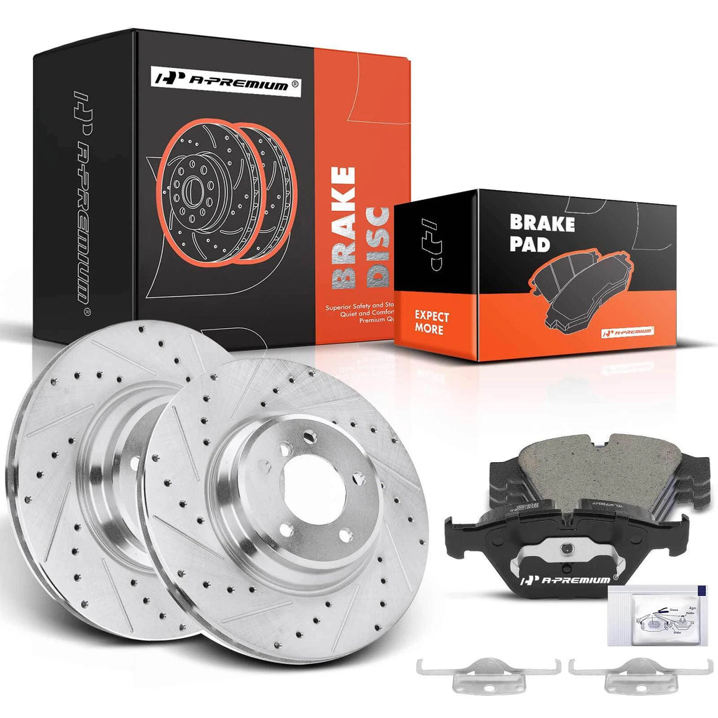 Front Drilled Rotors & Ceramic Brake Pads for BMW E92 335d 2009–2011