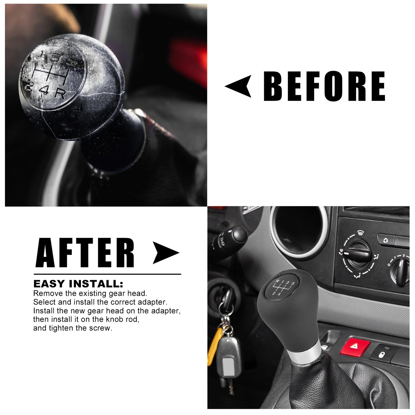 5 Speed Gear Shift Knob for BMW 1 3 5 6 Series (2000–2023) Black Silver Tone