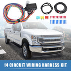 Set of 1 Universal 14 Circuit Wiring Harness Kit with Fuses for GM, Ford