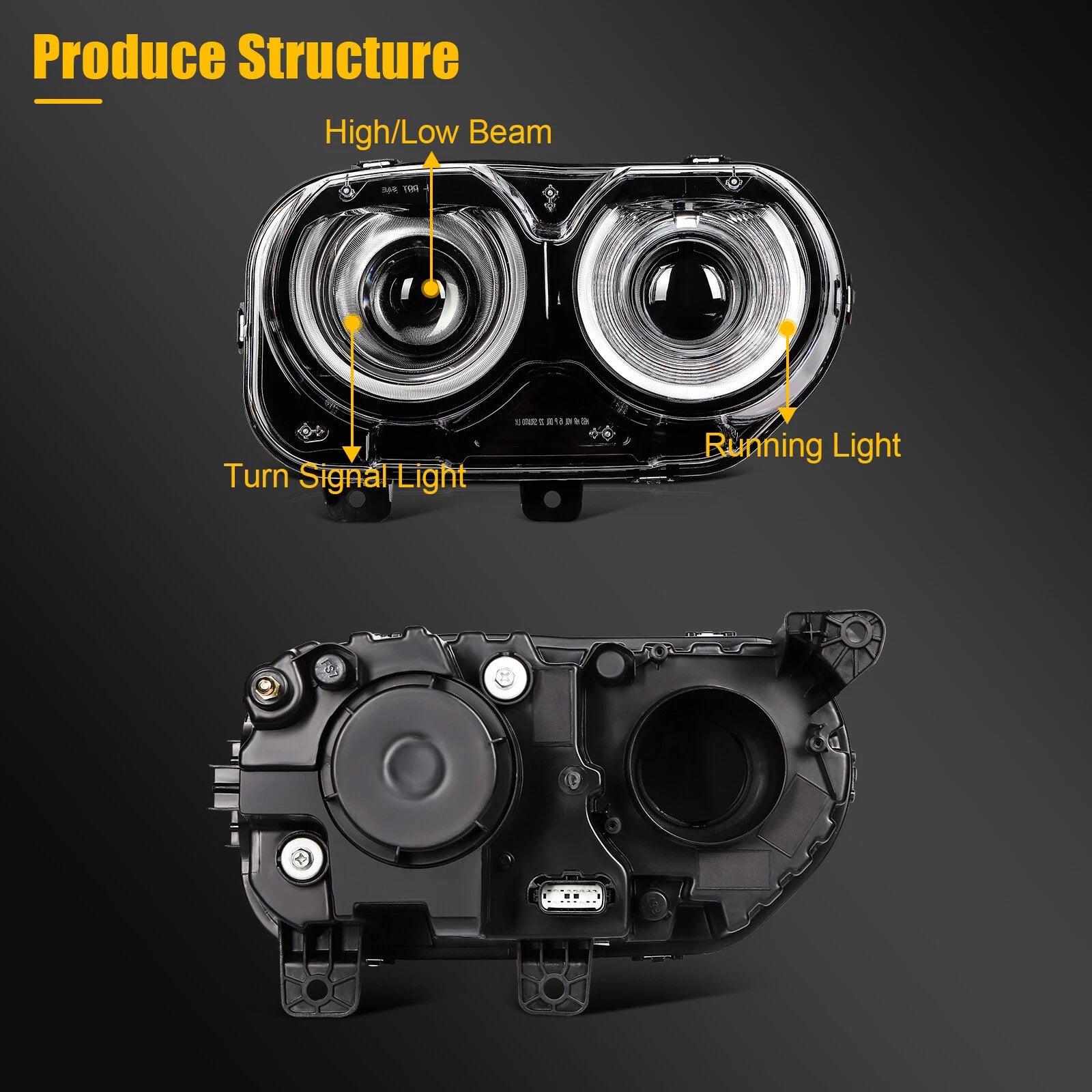 LED Headlight Assembly Pair for Dodge Challenger (2015–2022)