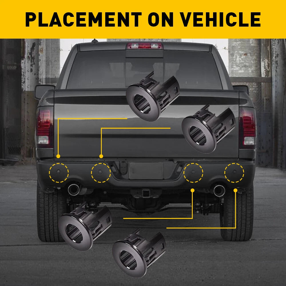 Set of 4 Parking Assist Sensor Bezels for Dodge Ram 1500 (2014-2018)