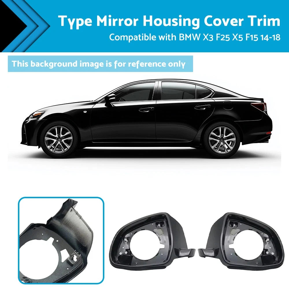 2X Gloss Black Mirror Caps for BMW X3 X4 X5 X6 (2014–2018)