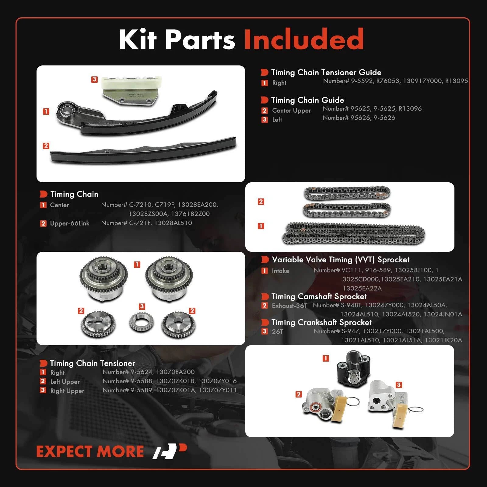 14x Timing Chain Kit for Nissan Frontier Pathfinder NV1500 (2005–2019)
