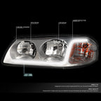 LED DRL Tube Chrome Amber Signal Headlights for Chevy Impala (2000–2005)