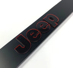 License Plate Frame Black w Red Outline Letters for Jeep Wrangler (2007–2024)