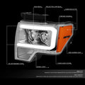 LED DRL Tube Chrome Amber Projector Headlights for Ford F150 (2009–2014)