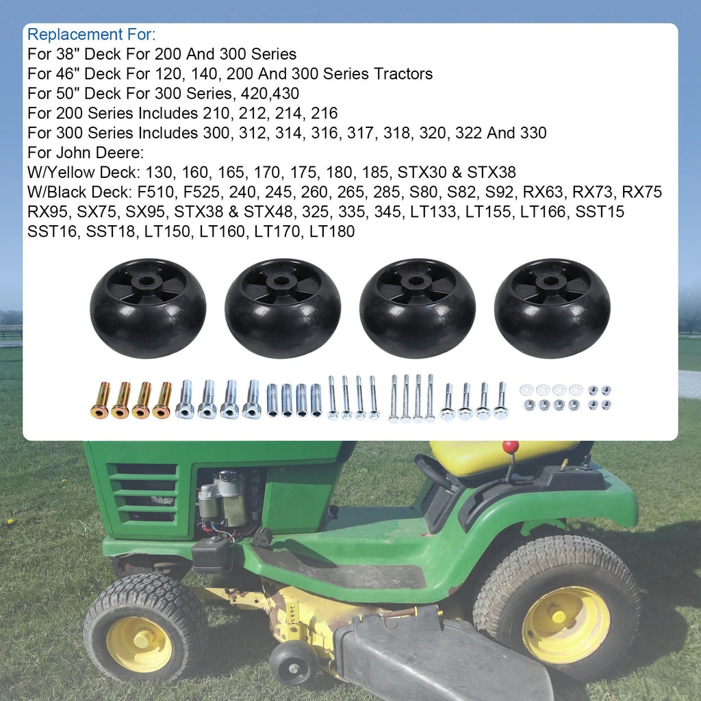 Set of 4 Deck Wheel Kits for John Deere Mowers (Fits Various Models)