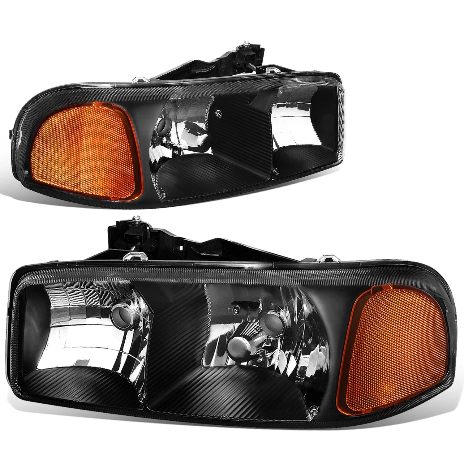 Black Housing Amber Corner Headlight Lamps for GMC Sierra 1500 Yukon (1999–2007)