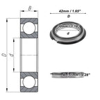 1 Pc 6806NR2RS Deep Groove Ball Bearing for Scooter Skateboard (30x42x7mm)