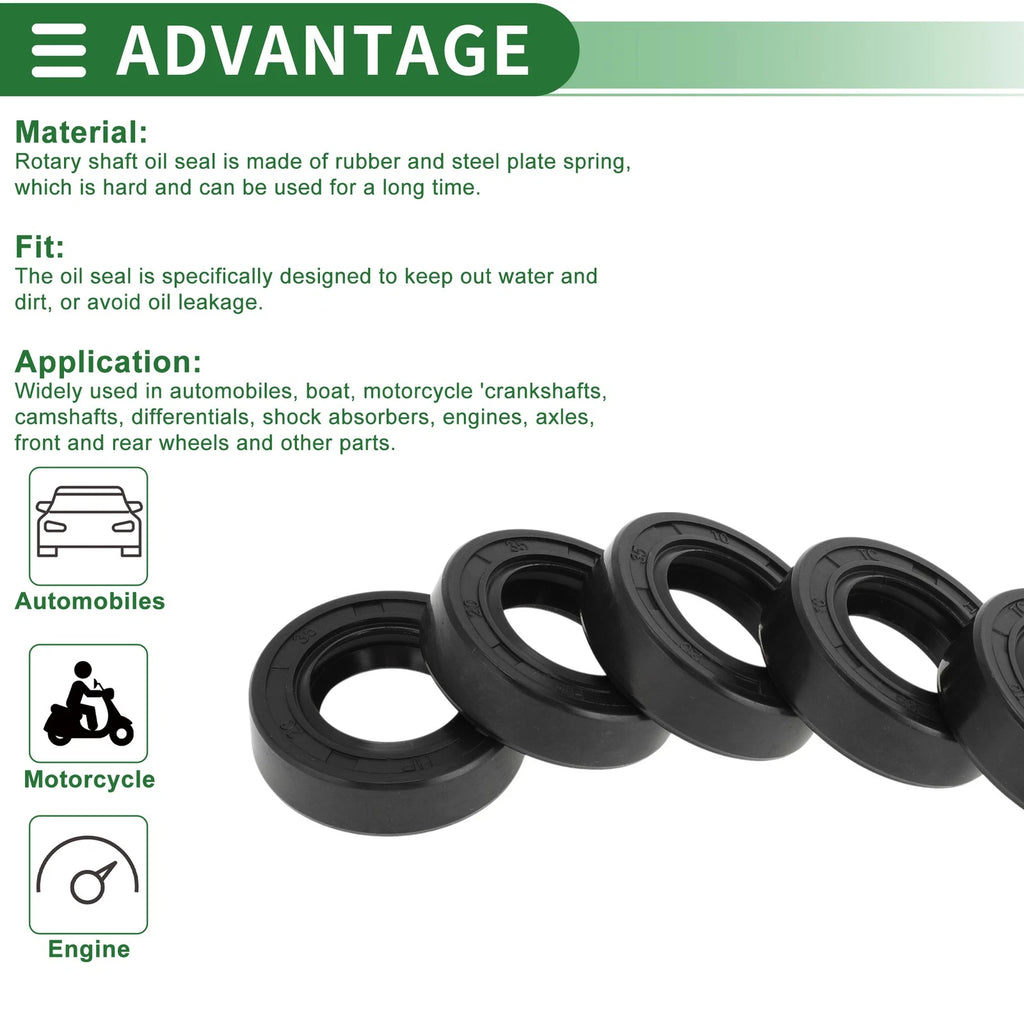 Set of 5 Oil Seal Rotary Shaft Seal NBR Rubber 20x35x10mm for Various Models