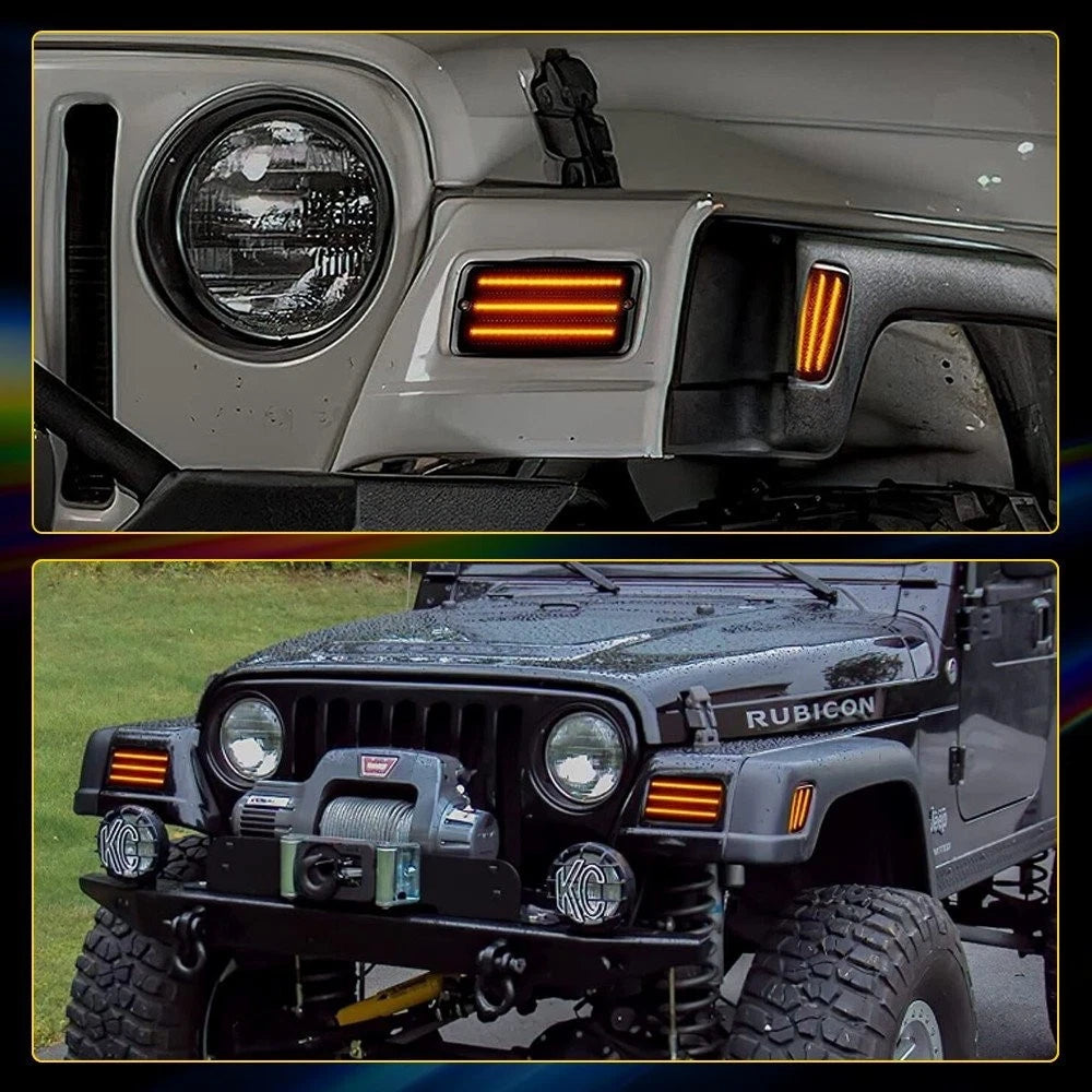 Set of 4 Amber Bumper Signal Fender Side Marker Lights for Jeep Wrangler TJ (1997–2006)