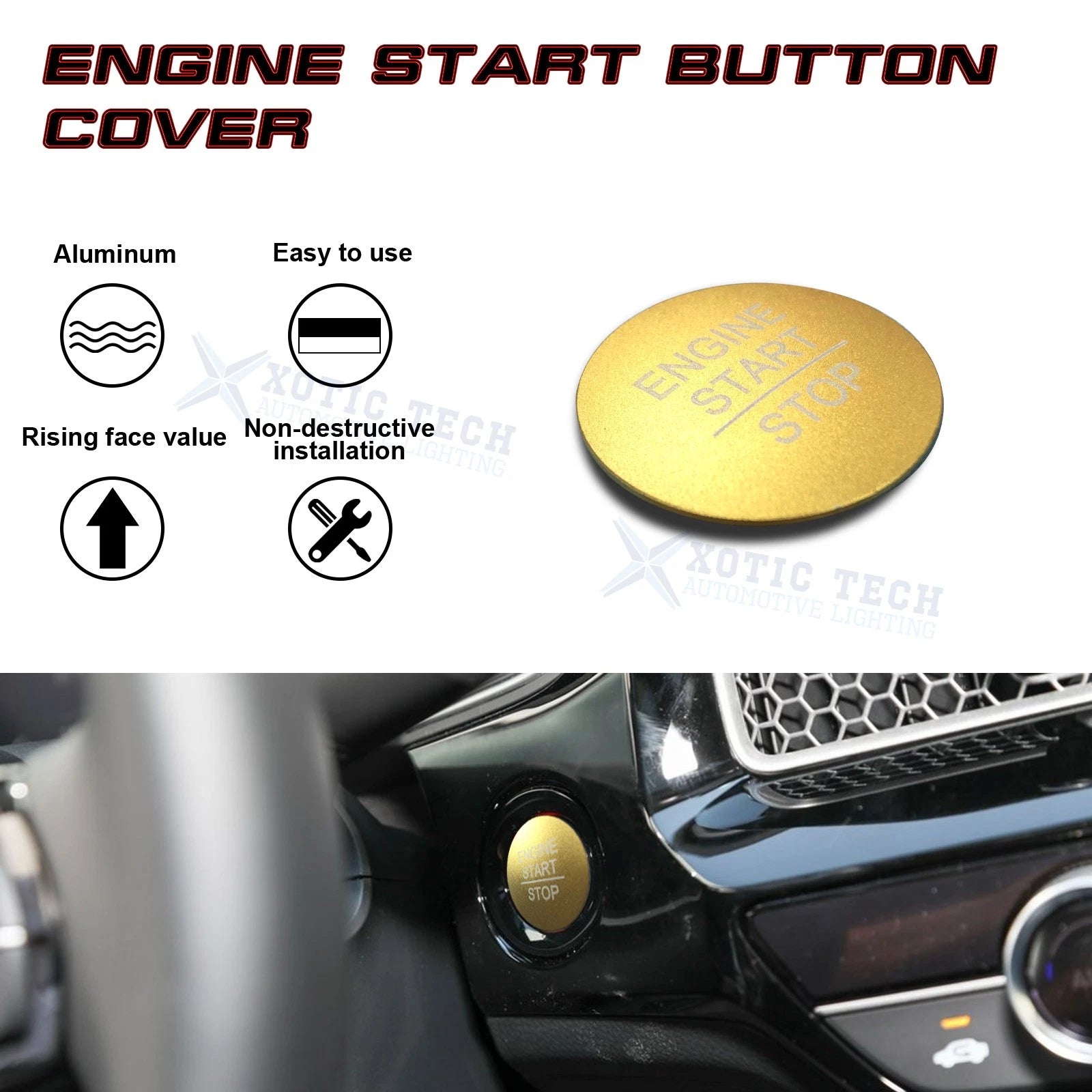 Ignition Start Stop Button Molding Trim for Honda Civic (2016-2021)