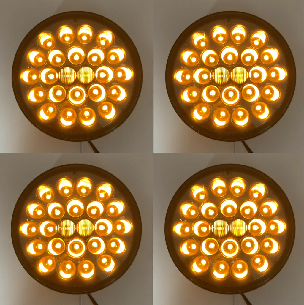 4 Inch Round LED Light Set with Smoked Lens for Pearl Amber Park (Set of 4)