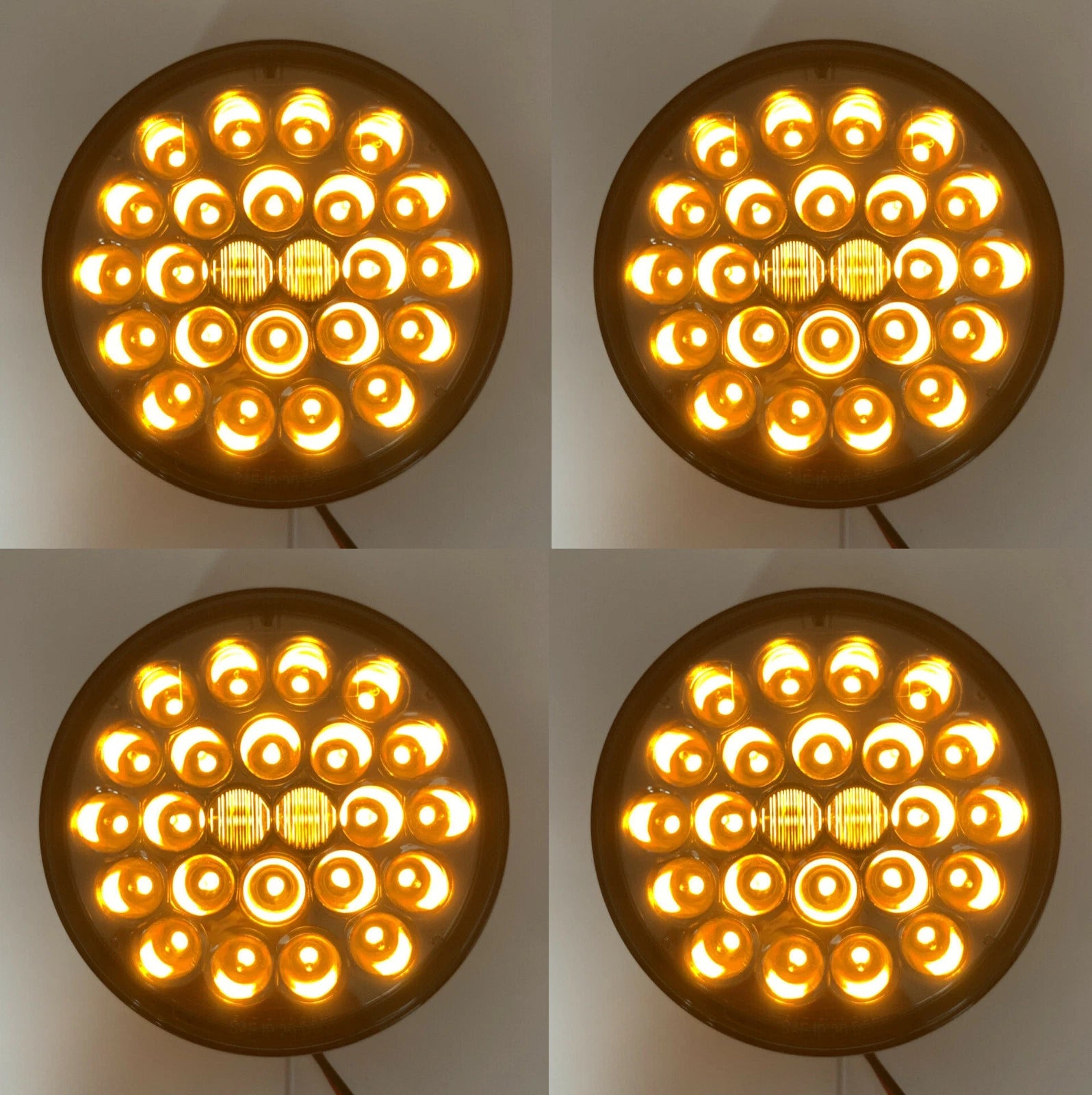 4 Inch Round LED Light Set with Smoked Lens for Pearl Amber Park (Set of 4)