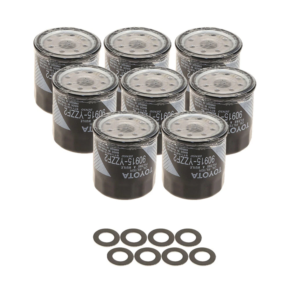 Set of 8 Engine Oil Filters & Drain Plug Gaskets for Toyota Scion Lexus