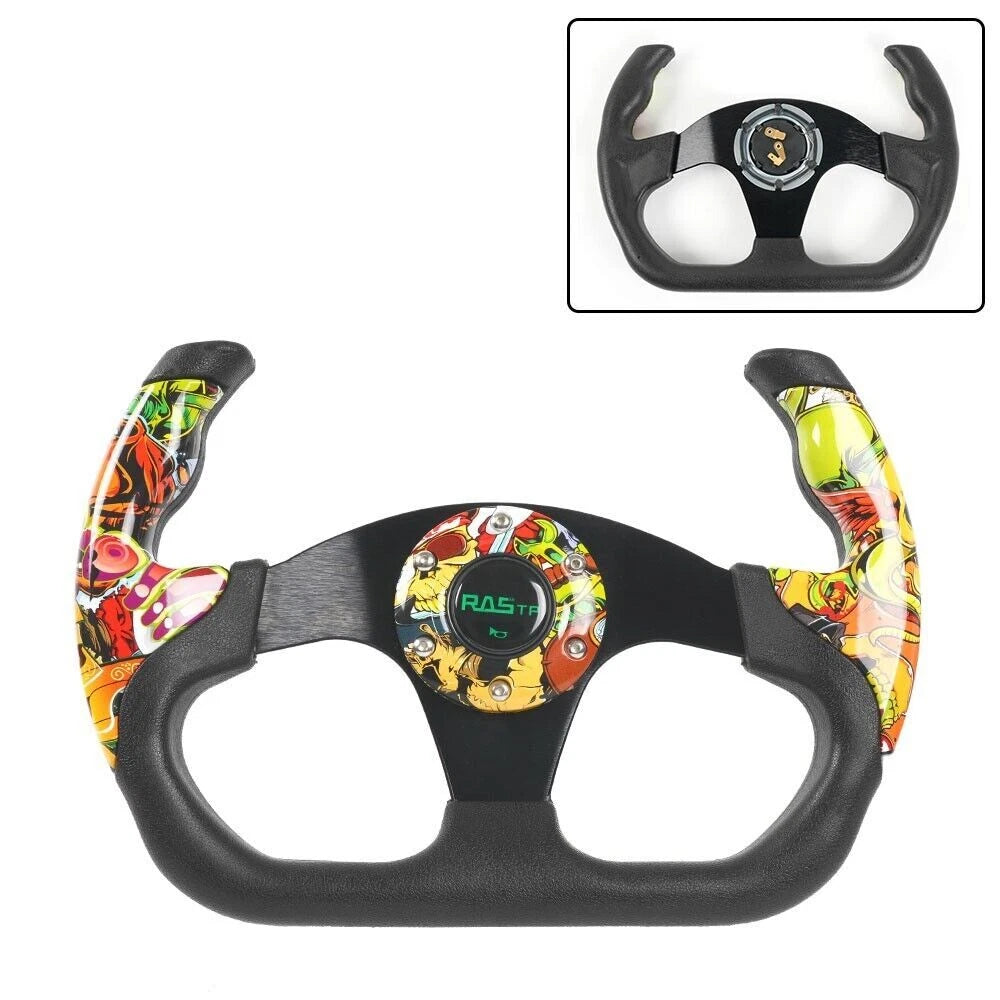 13-Inch Racing Steering Wheel for Model U Plaid (Graffiti Style)