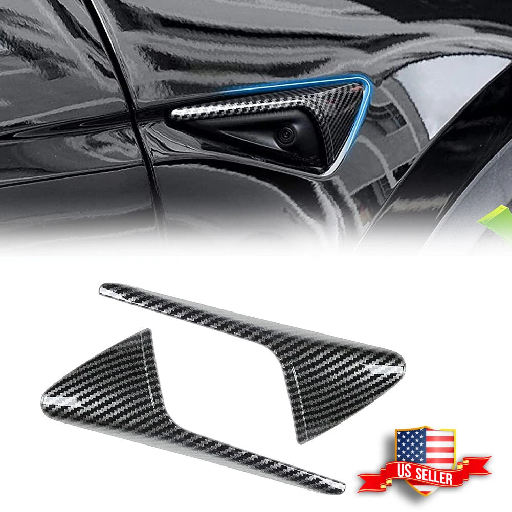 Carbon Fiber Style Side Fender Camera Vent Covers for Tesla Model 3 S X Y