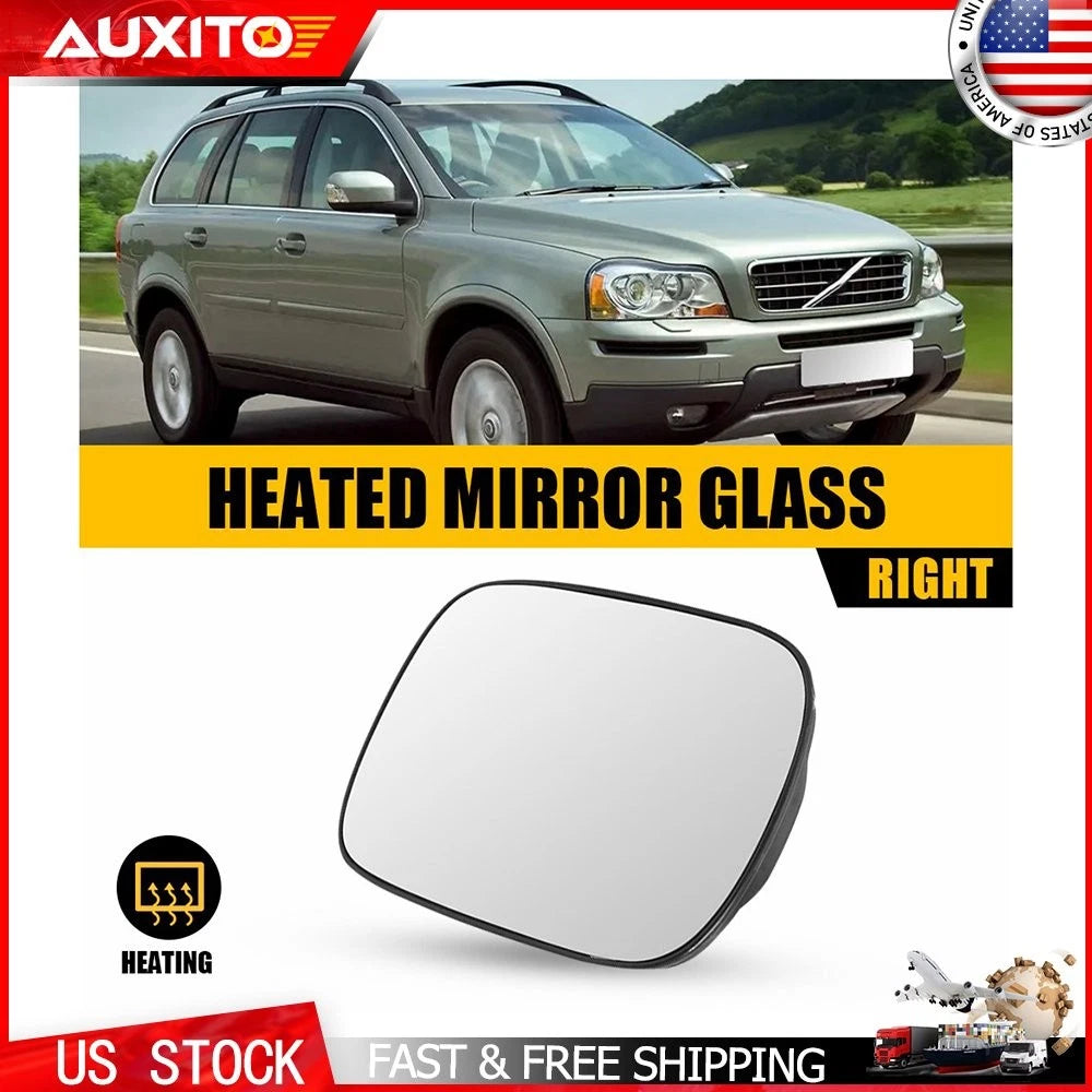 Right Heated Mirror Glass with Backing Plate for Volvo XC90 XC70 (2003–2006)