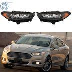 Set of 2 Halogen Headlights for Ford Fusion (2013–2016) Black Left & Right