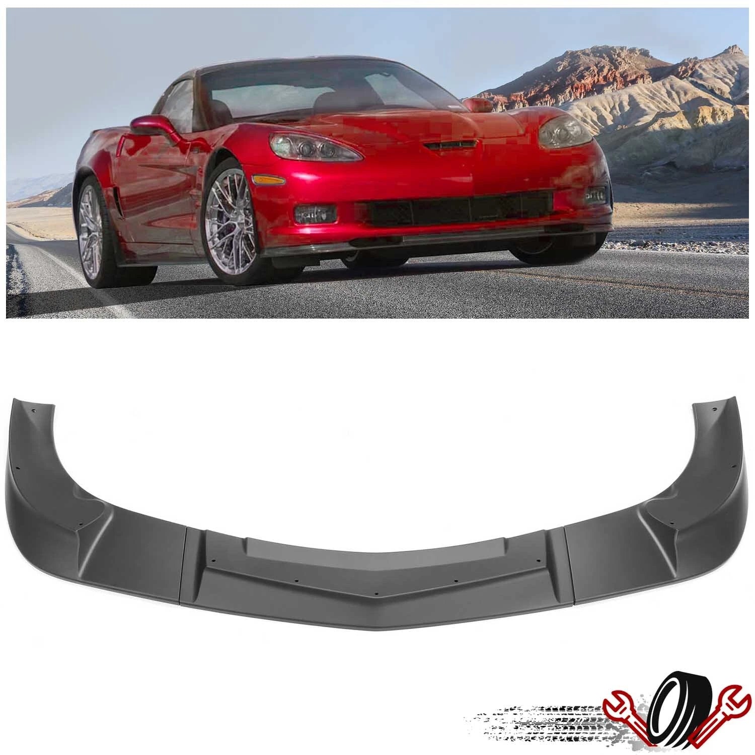Front Bumper Lip Spoiler Splitter for Corvette C6 Z06 ZR1 (2005–2013)