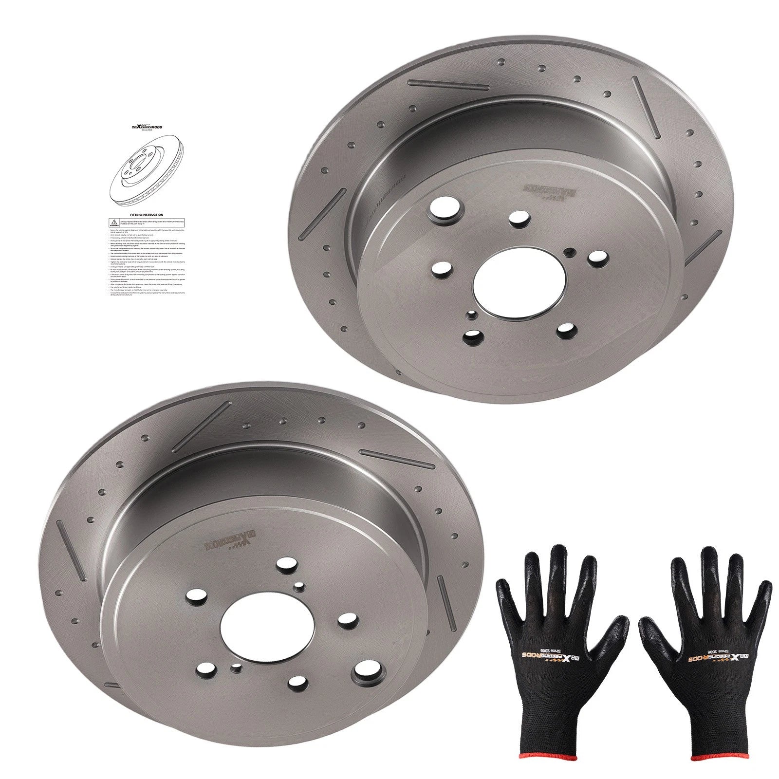 Set of 2 Rear Brake Rotors for Subaru WRX (2012–2014) Impreza (2008–2014)