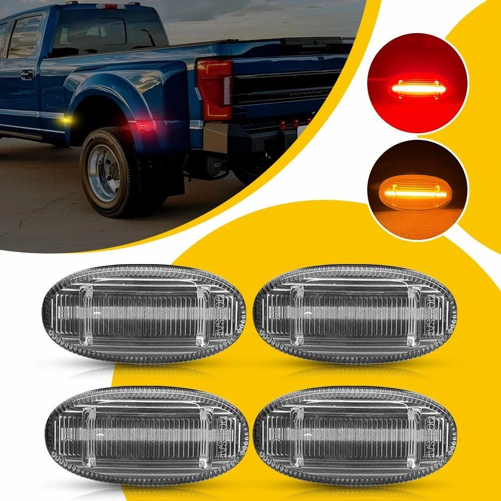 4X Amber & Red LED Side Marker Lamp for Ford F250 F350 F450 F550 (2011–2022)