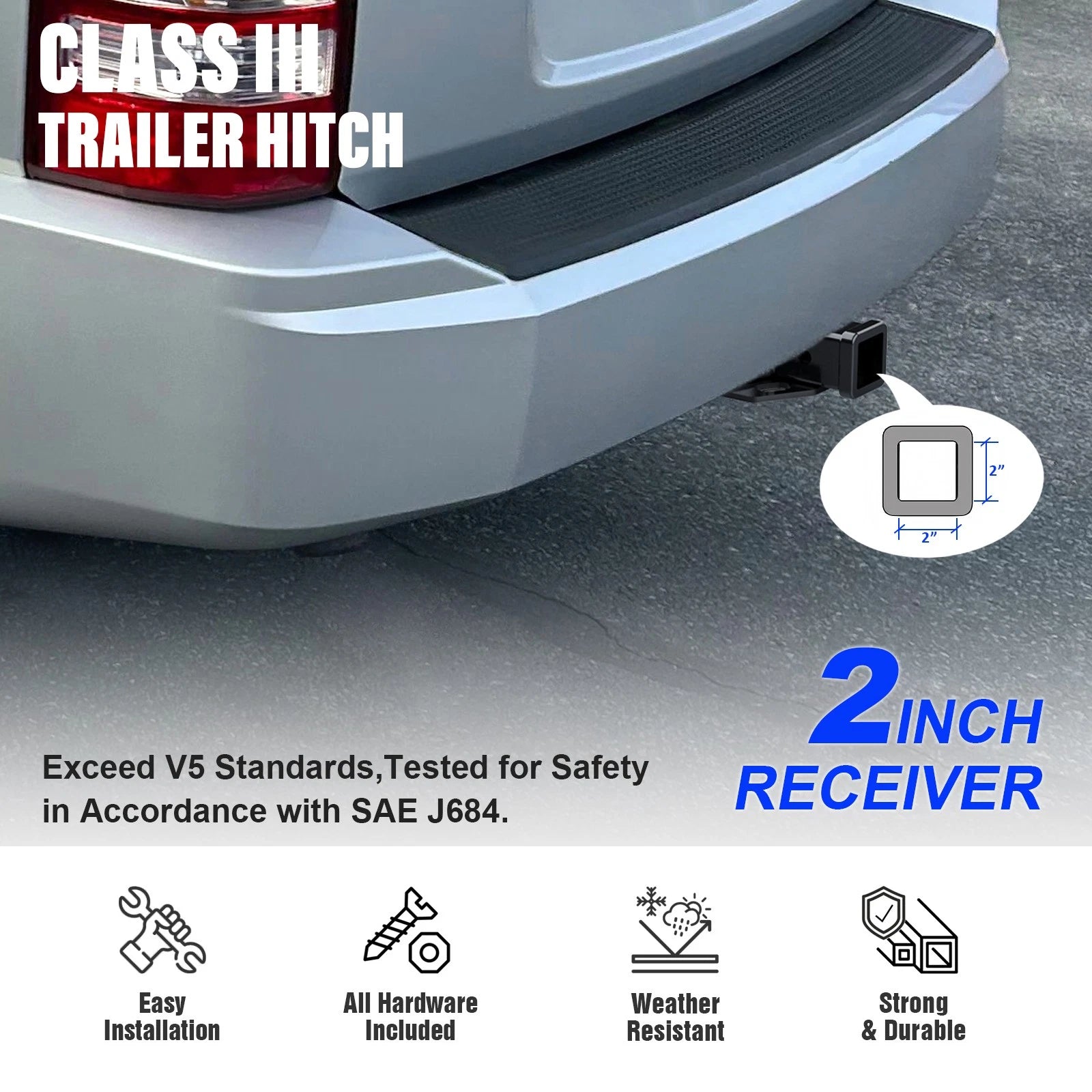 2 Inch Trailer Towing Hitch for Jeep Liberty (2008-2012)