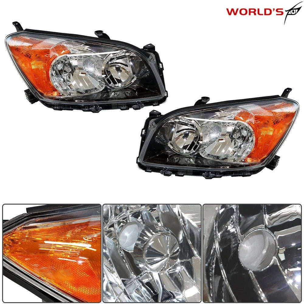 Set of 2 Headlights for Toyota RAV4 Sport (2009–2012) Black Housing