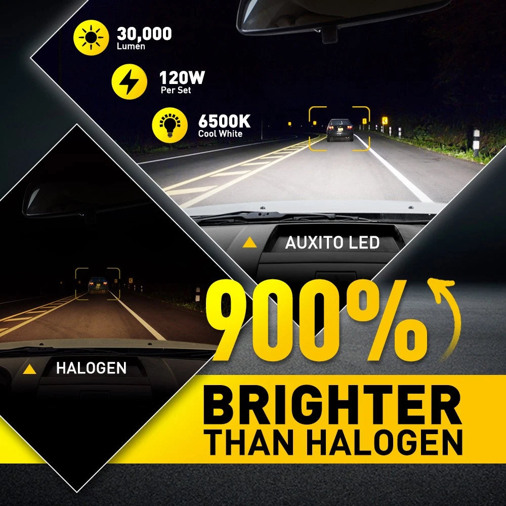 2X LED Headlight Bulbs for Hi/Low Beam (6500K White)