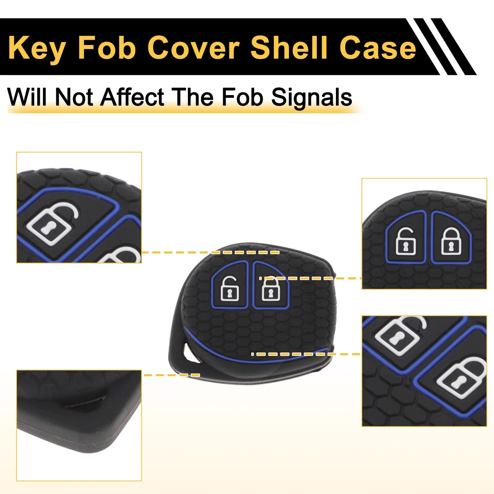 Car Key Case for Suzuki Alto (2 Buttons) - Black Blue Line