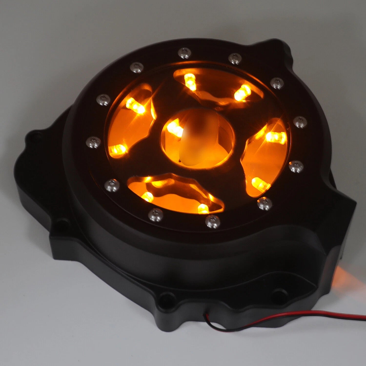 Left Engine Stator Cover for Honda CBR 600RR (2003–2006) - Black w/ Yellow LED