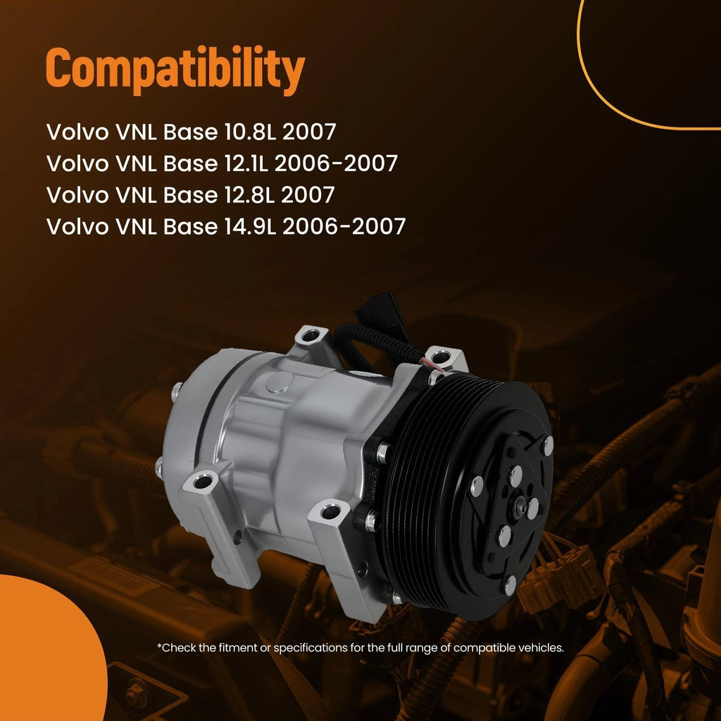 AC Compressor w/ Clutch for Volvo VNL VNM (2006–2007) CO4493C 20357157