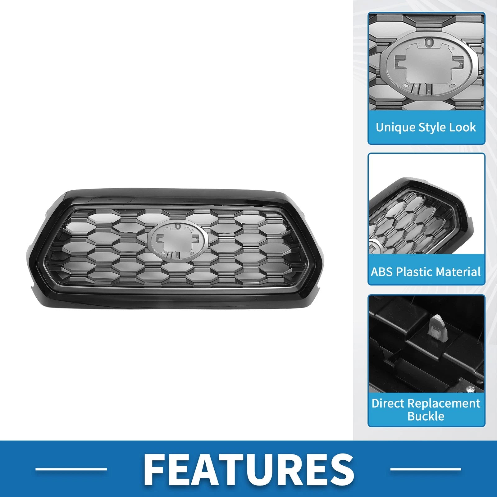 Front Hood Bumper Grille for Toyota Tacoma (2021–2023) Black Deep Gray