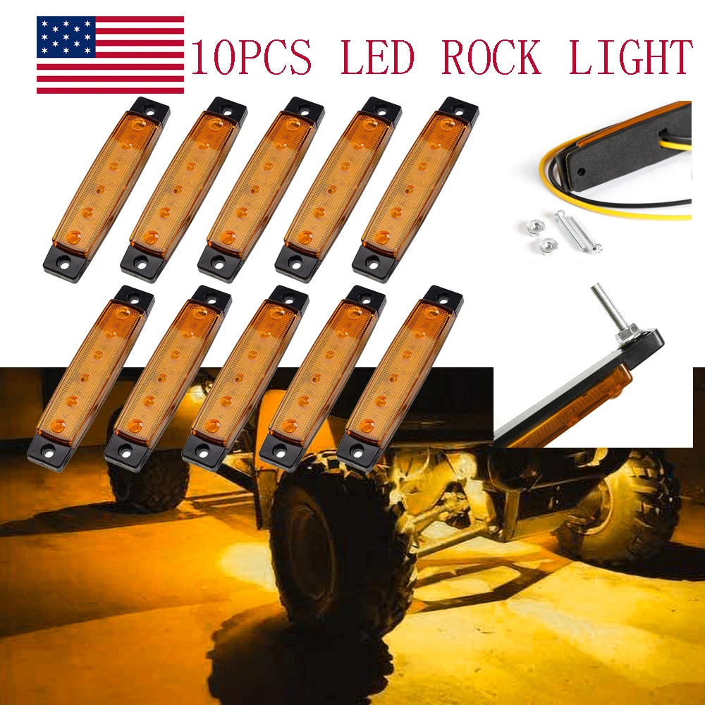 10 Pods Amber LED Rock Lights for Jeep (Offroad Truck UTV ATV)