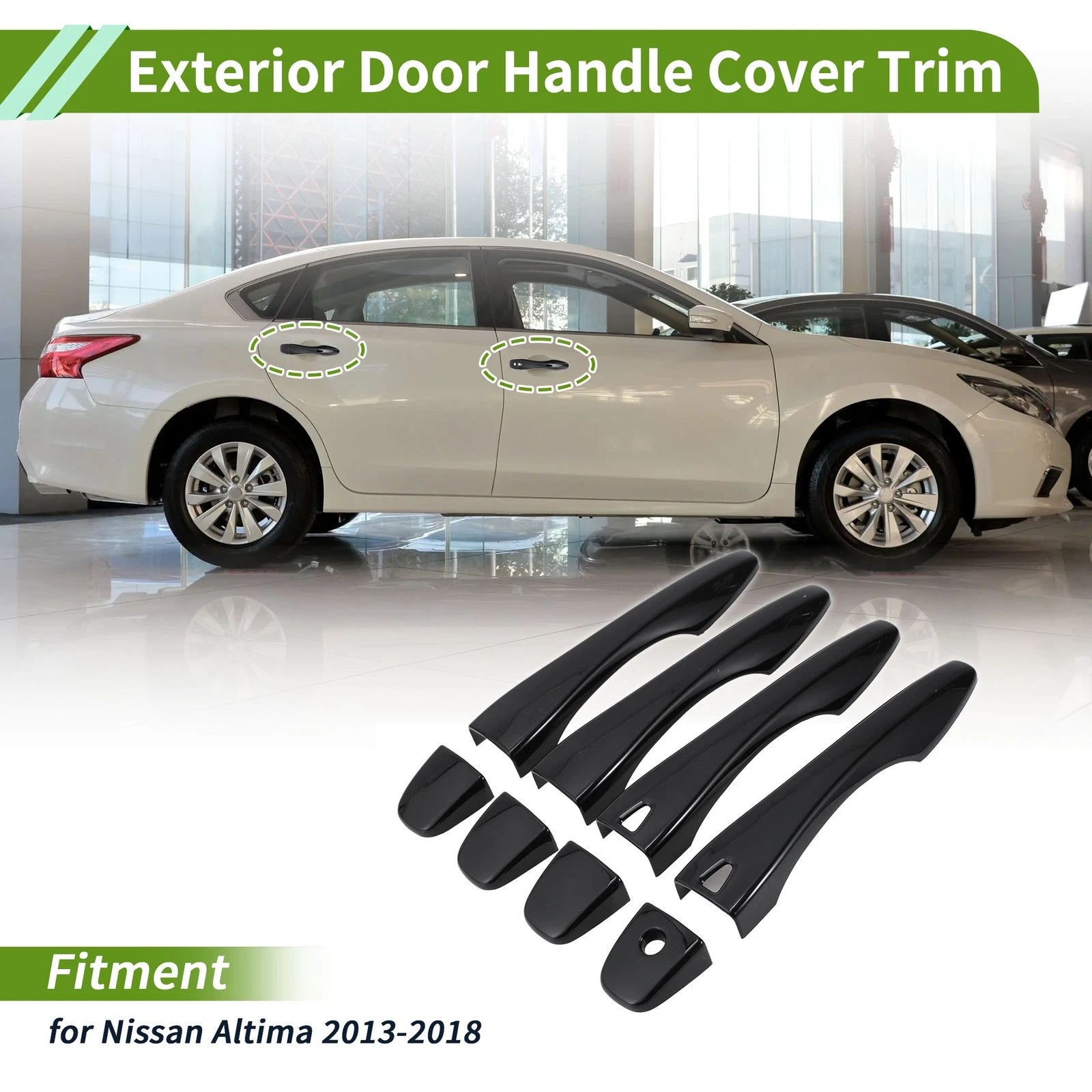 Exterior Door Handle Cover Trim for Nissan Altima (2013–2018) Gloss Black